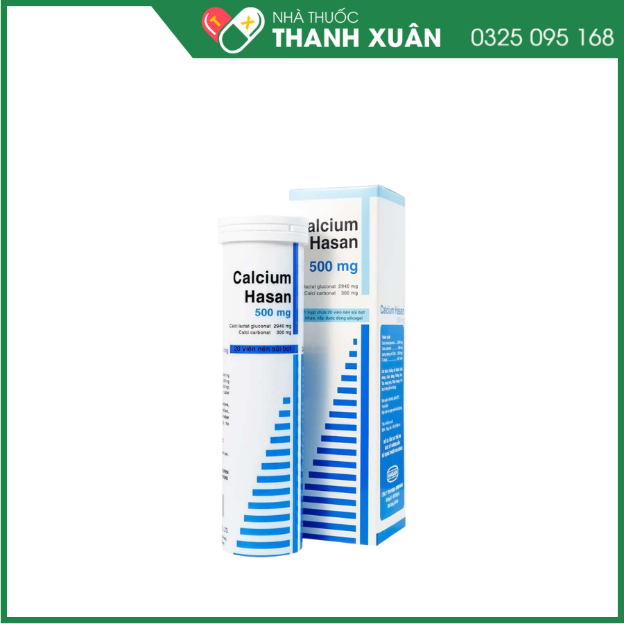 Viên sủi Calcium Hasan 500mg phòng và hỗ trợ điều trị bệnh loãng xương